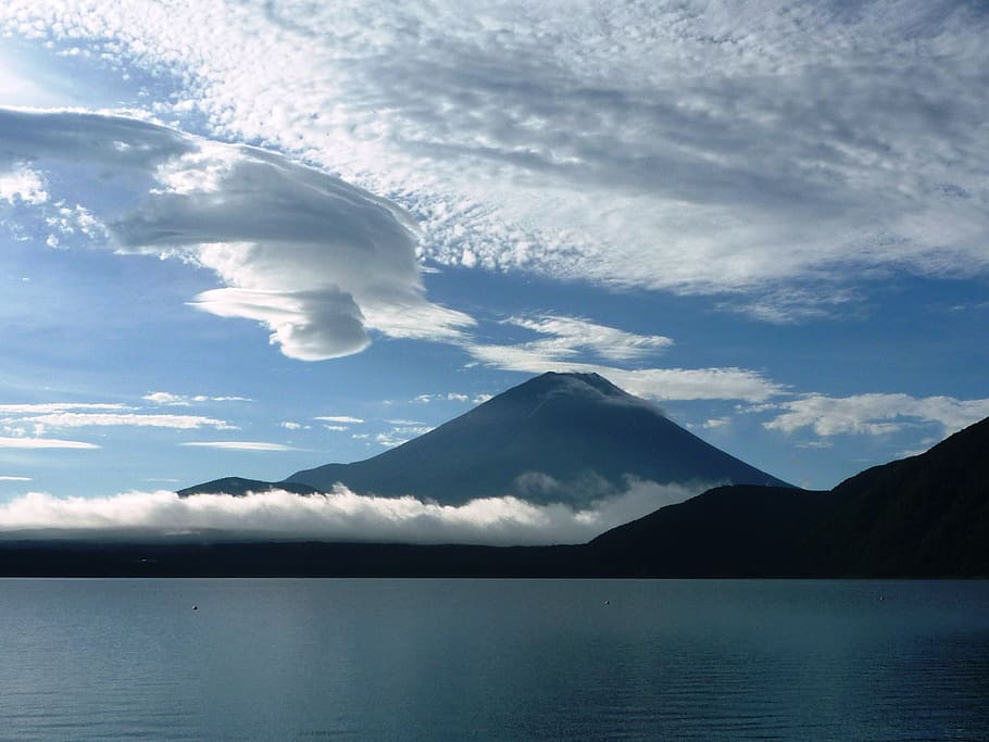 mt fuji, lake motosu, fuji five lakes of mikata, lake, cloud, yamanashi, cloud - sky, beauty in nature, mountain, sky