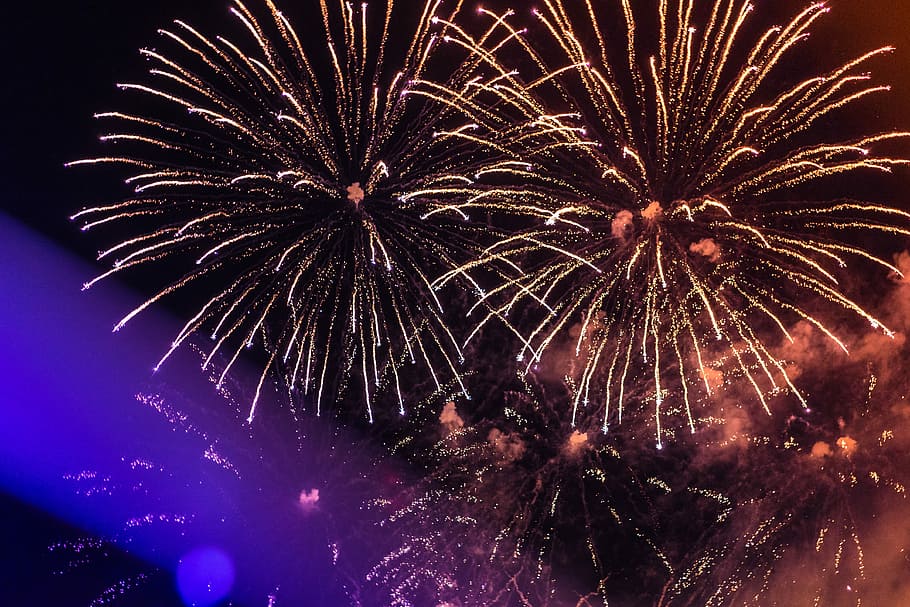 fireworks pyrotechnics, black, Huge, Colorful, Fireworks, Pyrotechnics, Black Night, Night Sky, 2018, 4th of july