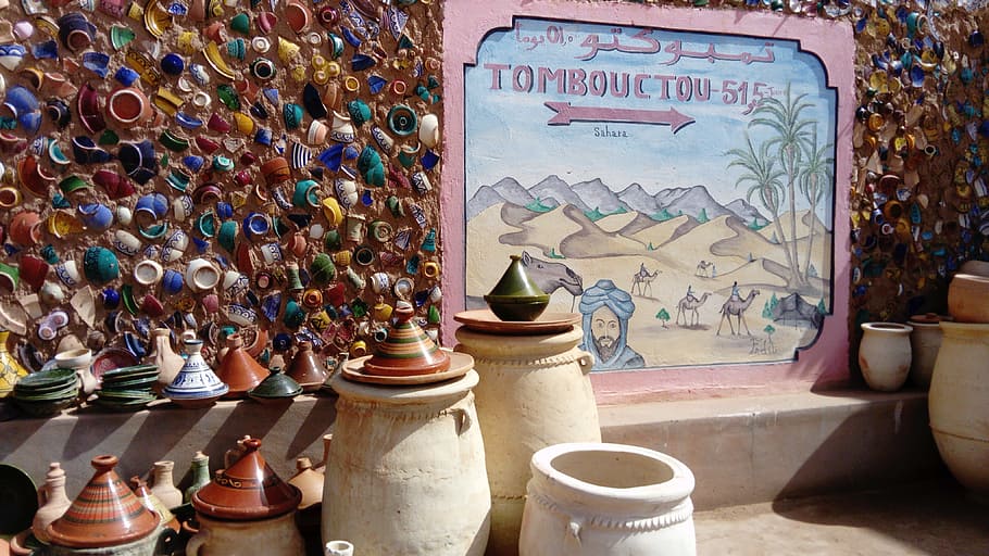 ceramics, colorful, handicraft, direction, sahara, morocco, the style of the country, large group of objects, art and craft, text