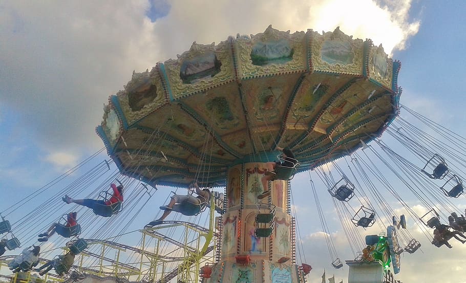 chain carousel, fair, carousel, fling, fun, speed, ride, pleasure, leisure, year market