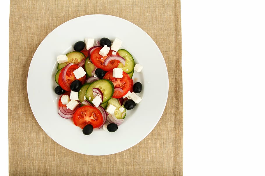 tomato, plate, appetizer, cheese, cucumber, diet, feta, food, fresh, greek