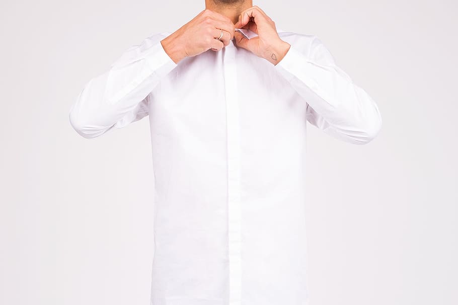 guy, man, white, grooming, sleeve, buttons, people, one person, studio shot, white background
