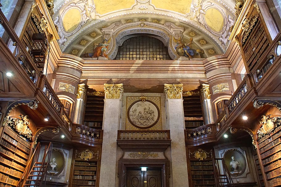 vienna, national library, ceremonial hall, hofburg imperial palace, books, austria, book, treasure, historically, baroque