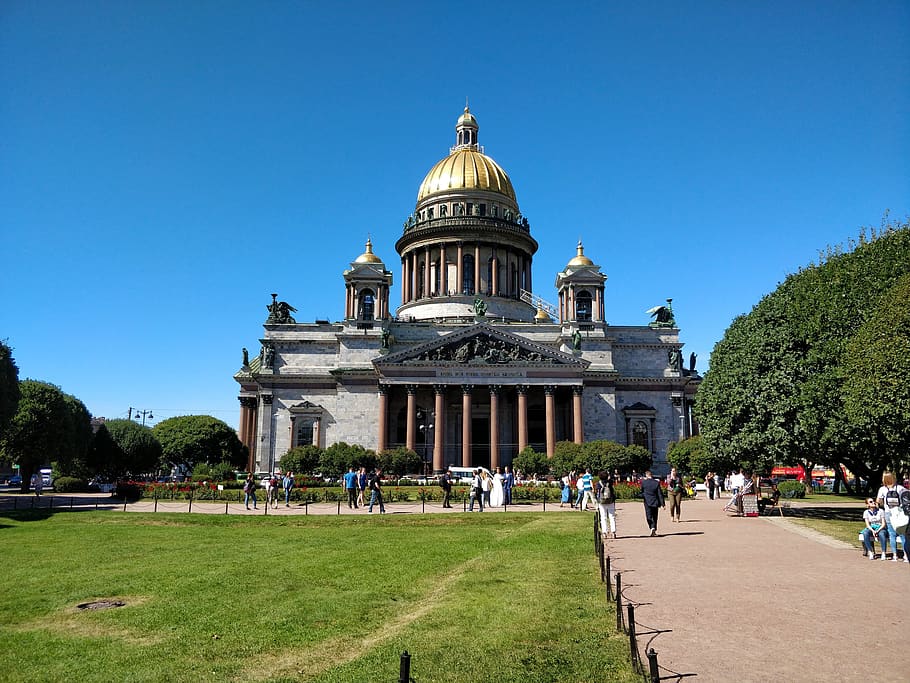 sankt petersburg, cathedral, summer, sky, architecture, city, building, religion, history, russia