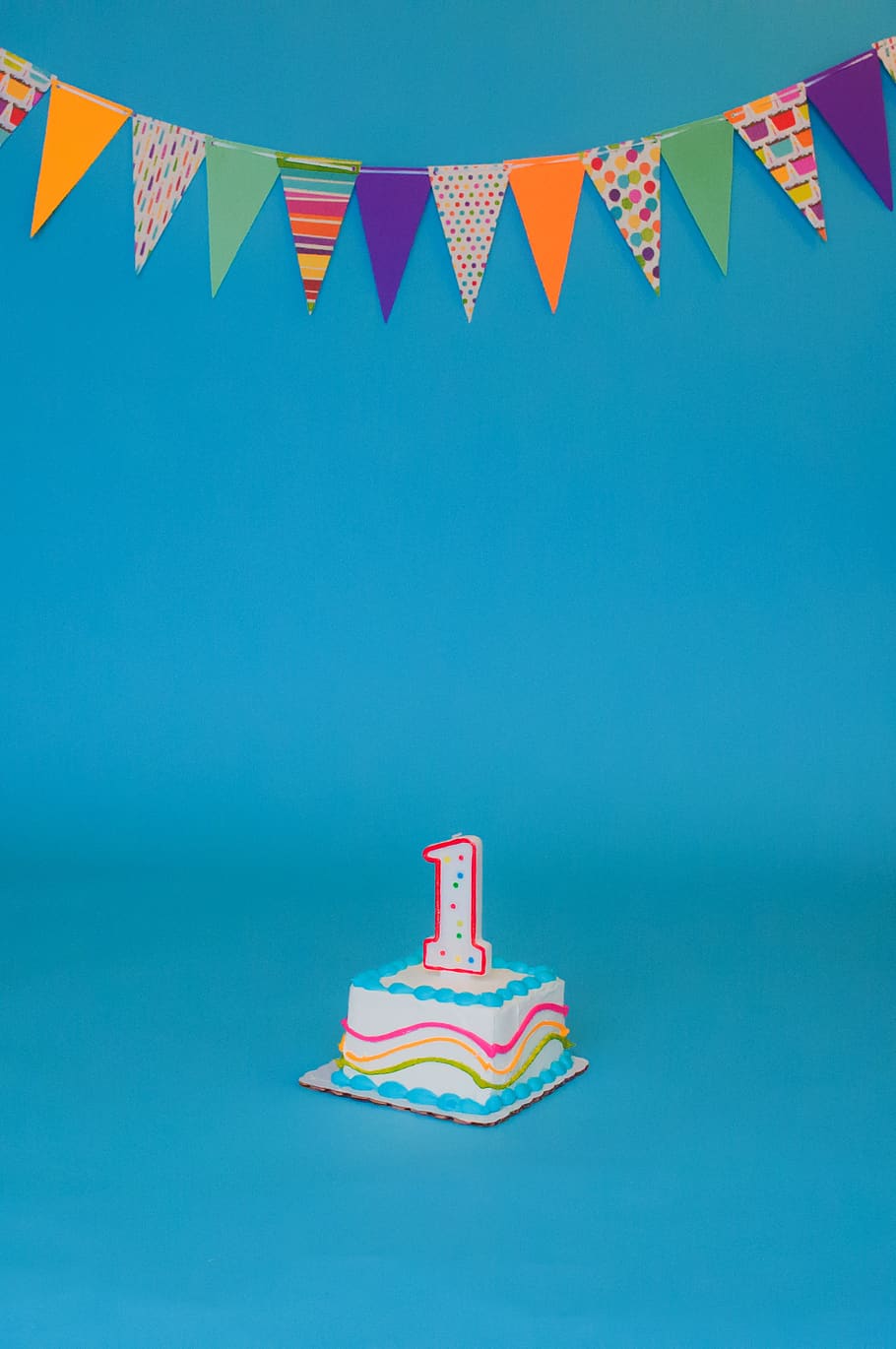 birthday, cake, one, birthday cake, celebration, sweet, candle, celebrate, colorful, age
