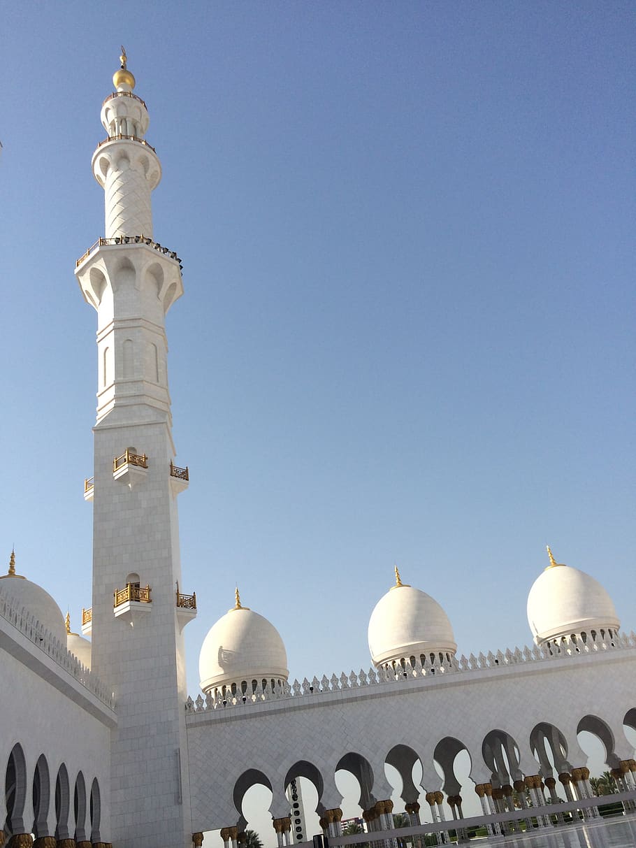 mesquita, Emirados Árabes Unidos, arquitetura, islão, muçulmano, árabe, viagem, cúpula, religião, religiosa