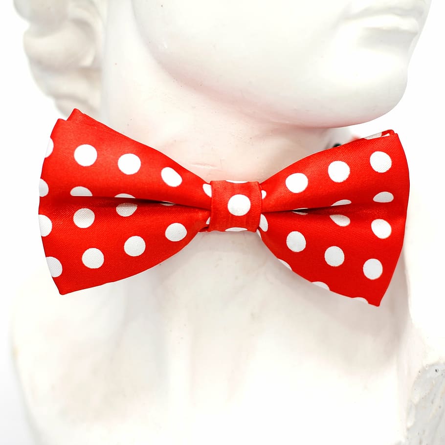 red, white, polka-dot bow tie, points, fly, tie, loop, fashion, man, profile
