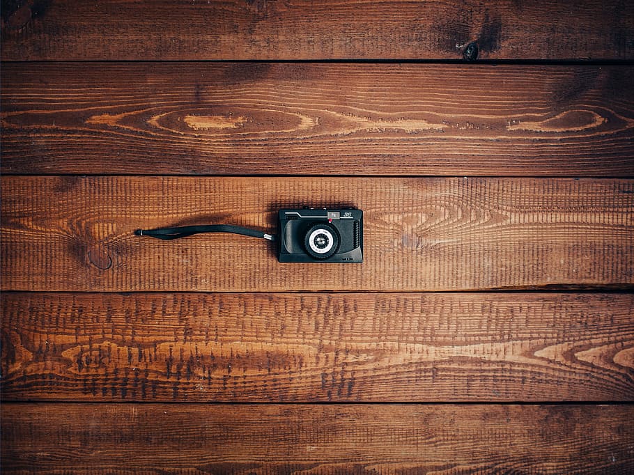 black, milc, brown, wood, top, view, photography, camera, plank, vintage