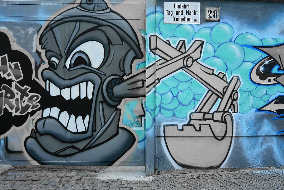 Graffiti, arte callejero, arte urbano, mural, rociador, pared, pared de graffiti, fachada de la casa, berlín, kreuzberg