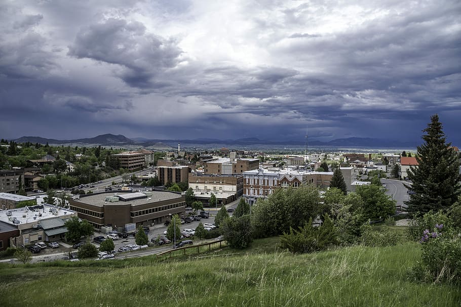 colina, pasar por alto, Helena, nubes, destacado, hierba, Montana, dominio público, cielo, ciudad
