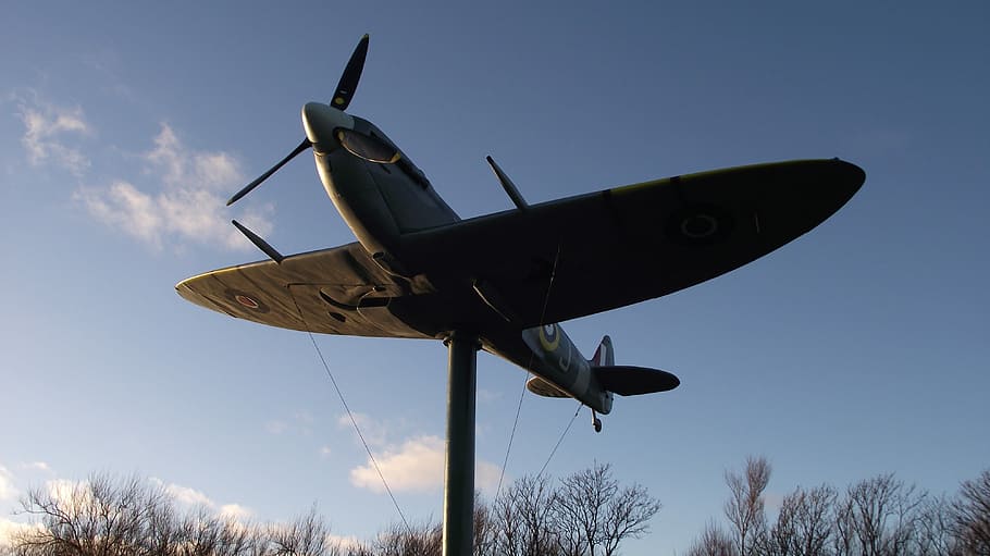 Spitfire, Aircraft, Memorial, Airplane, aviation, propeller, fighter, ww2, wings, historic