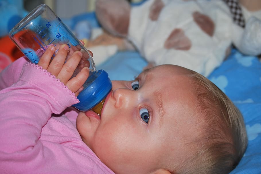 toddler, holding, feeding, bottle, drinking, child, baby, people, girl, drink bottle