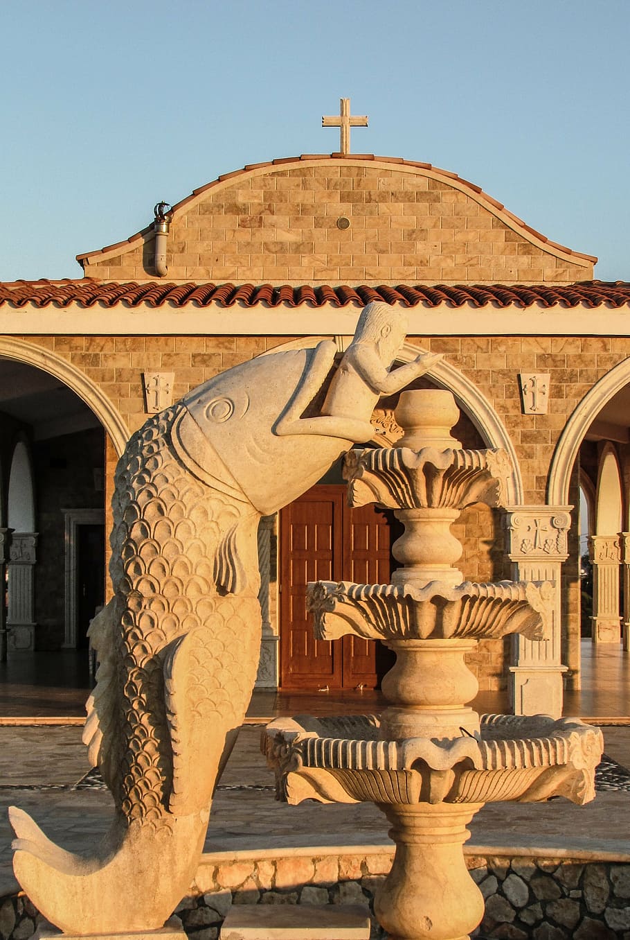 cyprus, ayia napa, ayios epifanios, jonas, sculpture, fountain, art and craft, architecture, representation, built structure
