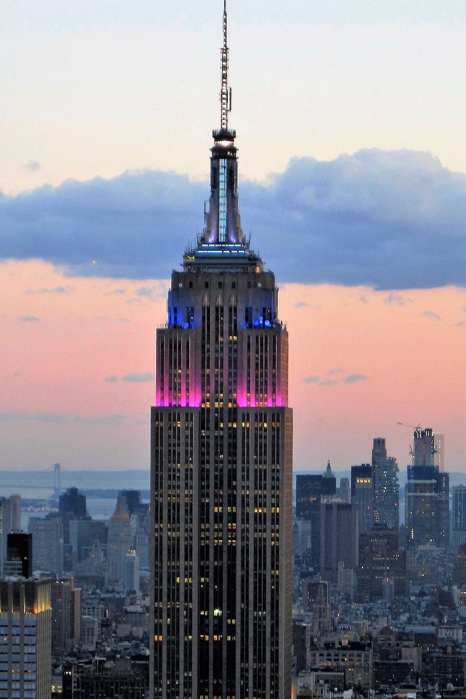 Empire State Building, Sunset, at sunset, enlightened, new york, skyscraper, big apple, new york city, abendstimmung, sky