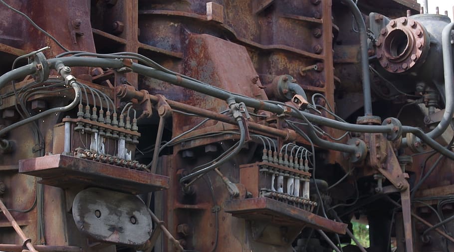 old, rusty, marine diesel, diesel engine, industry, iron, motor, metal, abandoned, decline