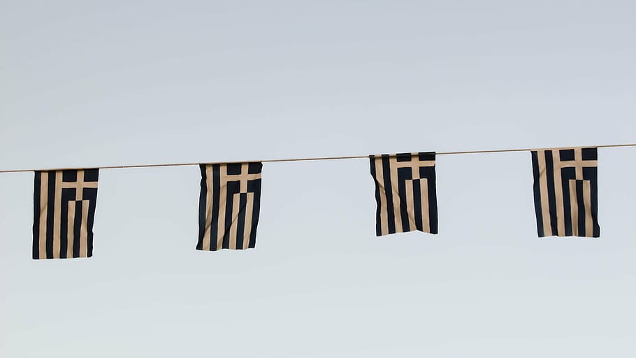 bunting, flags, greek, celebration, country, ceremony, hanging, clothesline, copy space, clothing