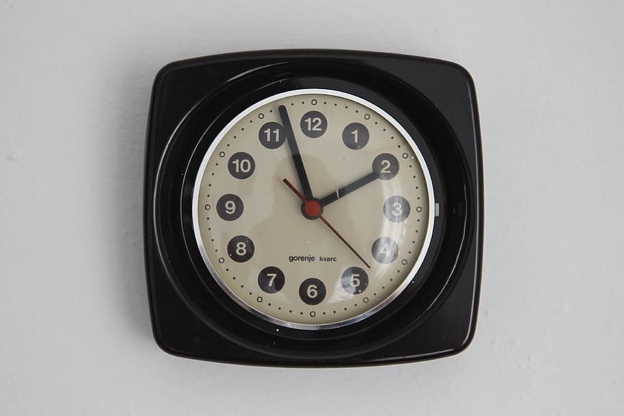 clock, retro, wall, black, vintage, time, white, hour, watch, classic