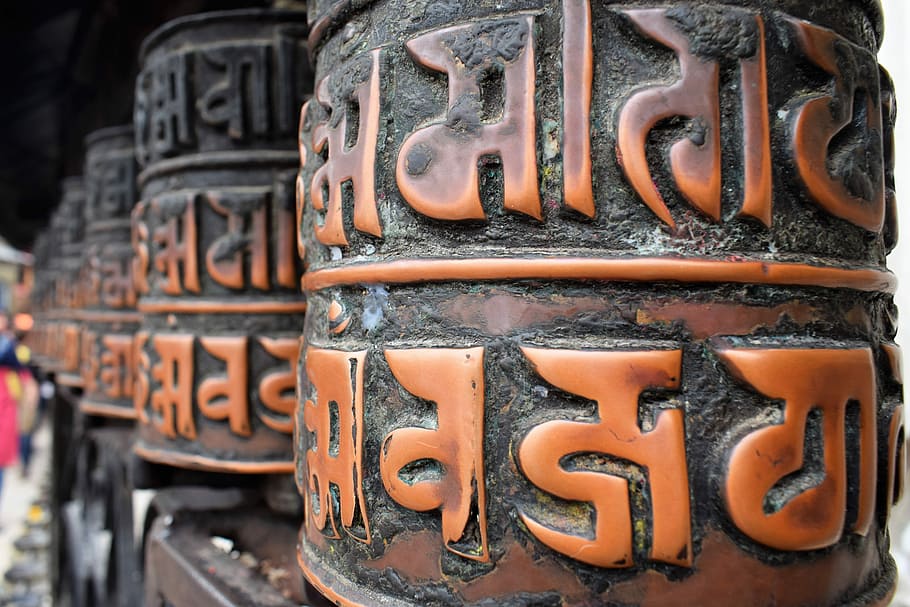 buddhist, prayer wheels, swayambhunath, stupa, kathmandu, religious, religion, buddhism, worship, traditional