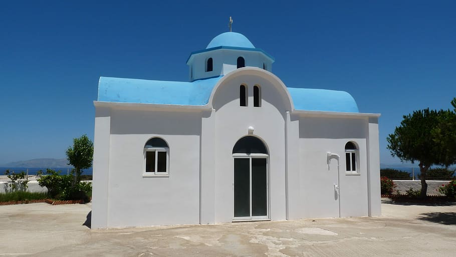 教会 ギリシャ コス 島 青 青い屋根 クロス 白い壁 小さな 宗教 Pxfuel