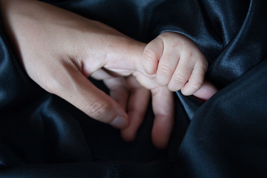 baby, holding, person, finger, touch, special, caring, care, love, joy