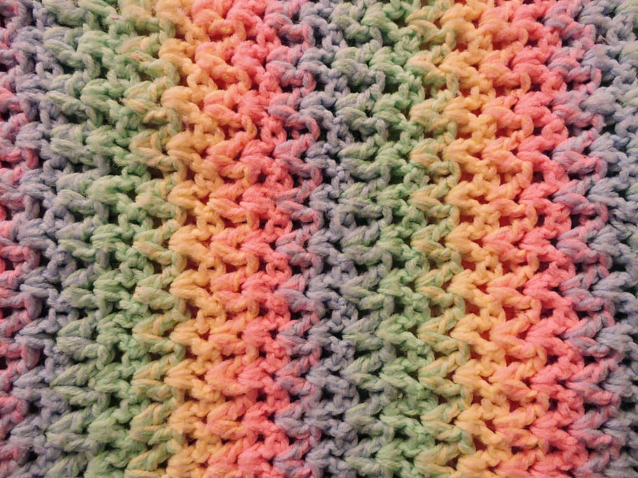 fios multicoloridos, cobertor, bebê, crochê, arco-íris, gradiente, tricô, diy, planos de fundo, padrão
