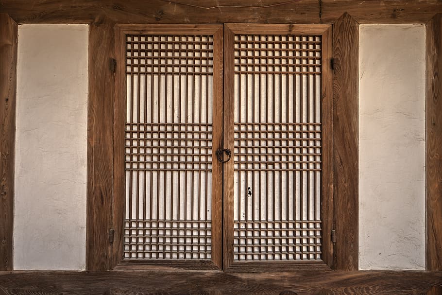 blanco, gris, de madera, ventana, república de corea, corea, tradicional, una línea recta, madera, zona anual