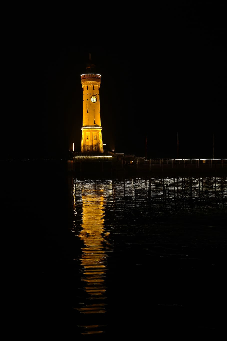 Lindau, Port, Lighthouse, Lake Constance, lake, water, allgäu, bavaria, night, illuminated