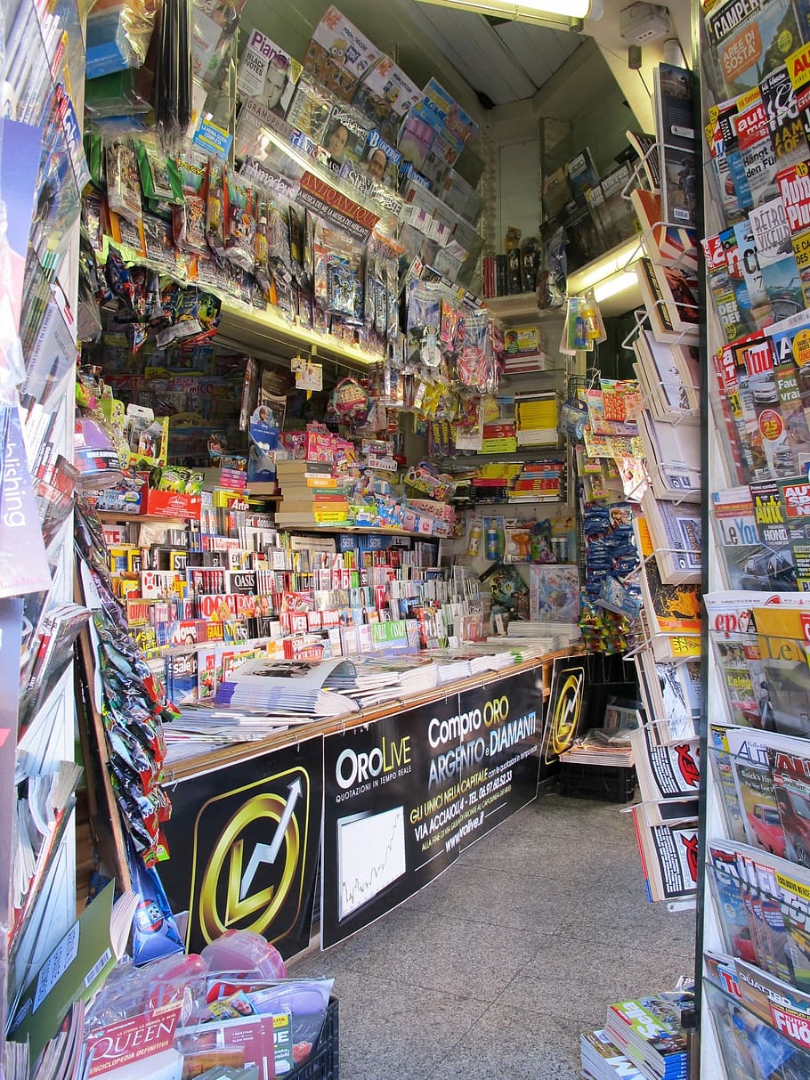Kiosk, Magazines, Booth, Business, news stand, market, store, snacks, tickets, print