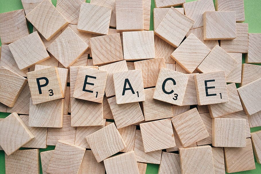 peace scrabble signage, peace, word, scrabble, letters, wood - material, large group of objects, communication, text, full frame