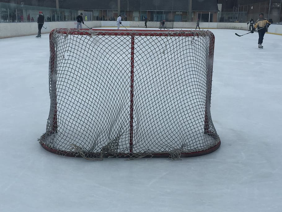 objetivo de hockey, neto, pista de hockey, al aire libre, hielo, hockey, deporte, invierno, objetivo, vacío
