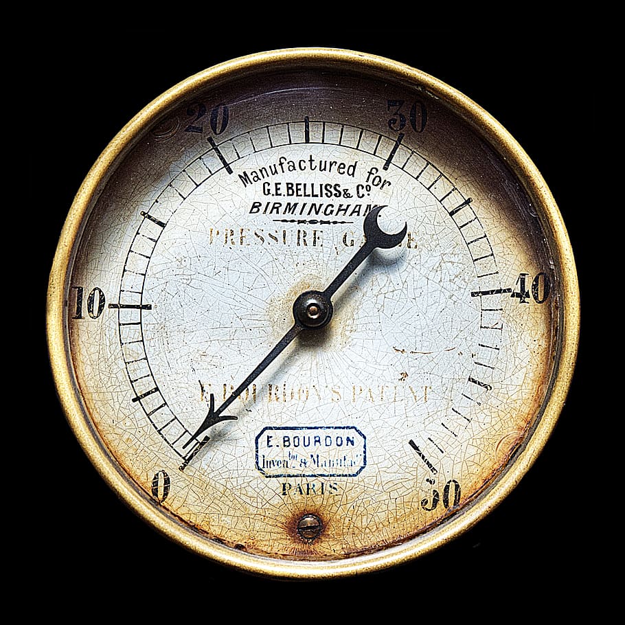 gauge, pressure, measure, steampunk, instrument, industry, technology, antique, old, boiler