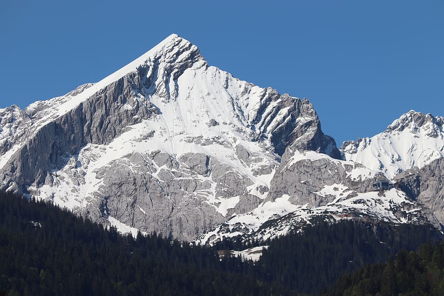alpspitze, alpine, garmisch partenkirchen, landscape, summit, mountains, view, zugspitze massif, rock, sky