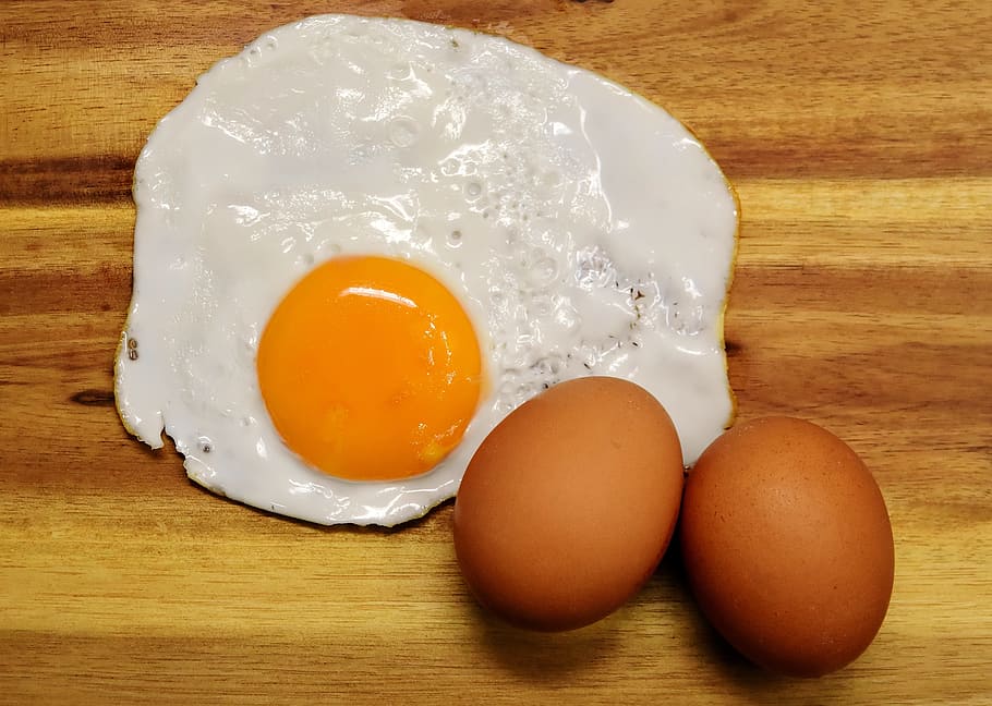 dua, telur, sisi cerah, goreng, kuning telur, protein, makan, makanan, lezat, goreng telur - Pxfuel