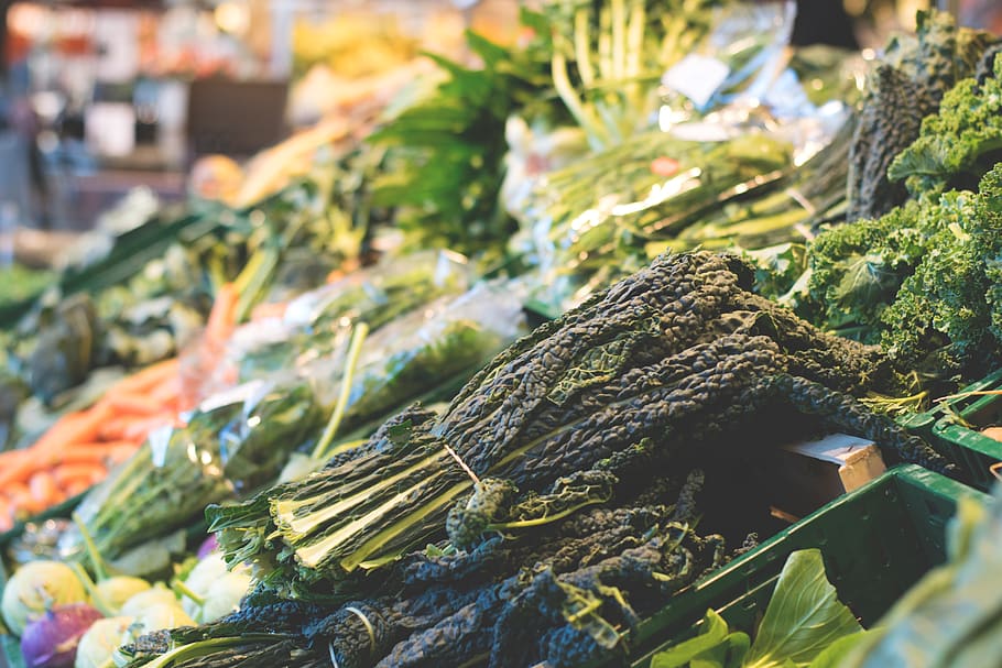 green, leaf, vegetables, market, grocery, food, vegetable, retail, freshness, food and drink