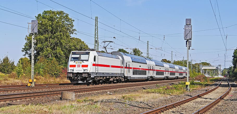 intercity, double decker, db, deutsche bahn, remote traffic, transit, electric locomotive, br 146-5, br146, br 146
