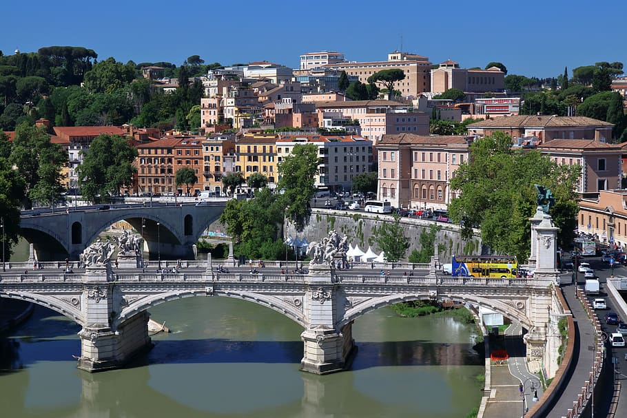 roma, puente, italia, arquitectura, río, tíber, turismo, famoso, europa, ciudad