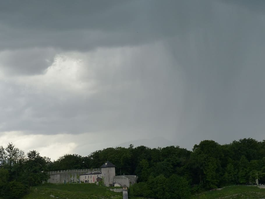 Mönchberg, Salzburgo, Tormenta, lluvia, nubes de lluvia, lluvia fuerte, aguacero, naturfreundehaus, stadtalm, albergue juvenil
