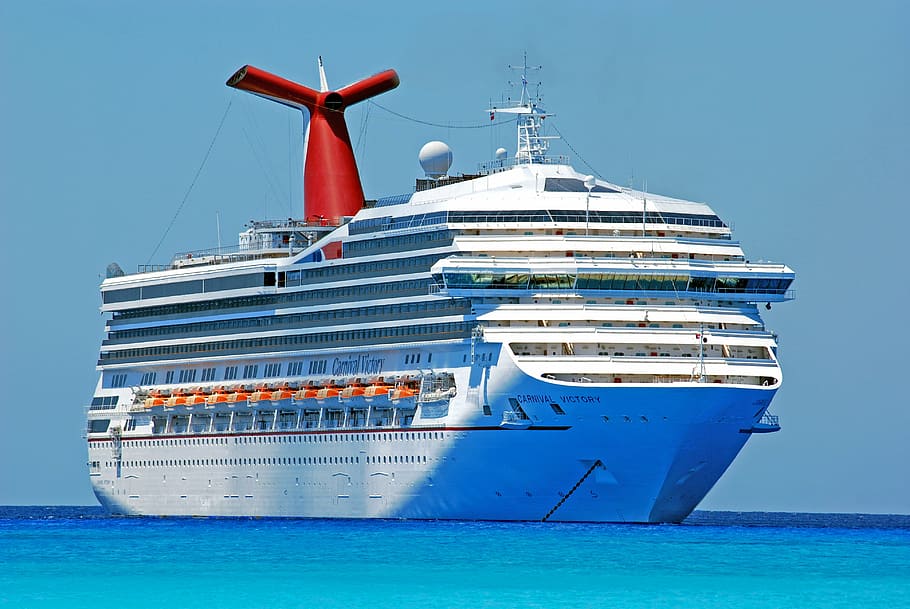 white, red, carnival cruise ship, ferry boat, ferry, ship, boat, cruise liner, cruise, cruiser