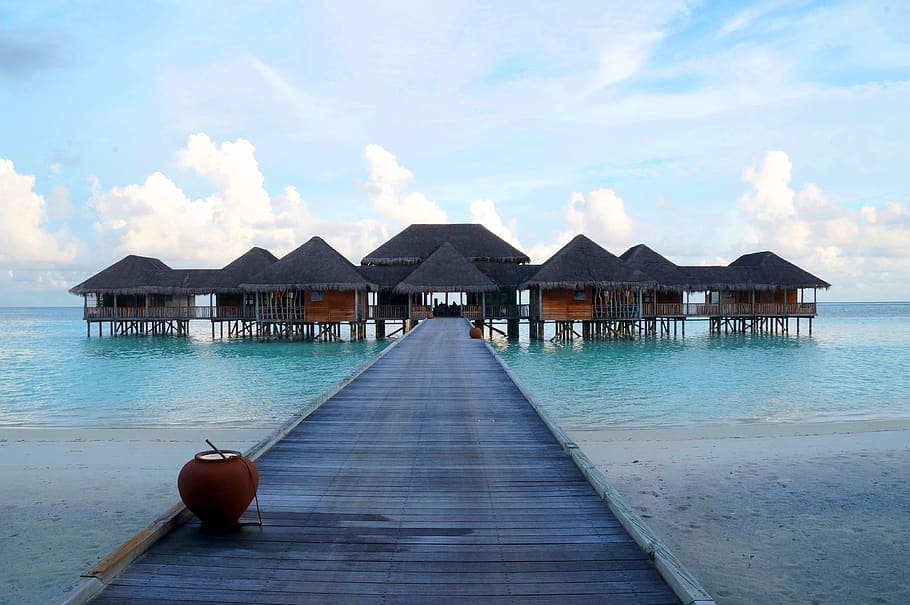 maldives, over-water villa, island, hut, beach, sea, travel, tropical, resort, paradise