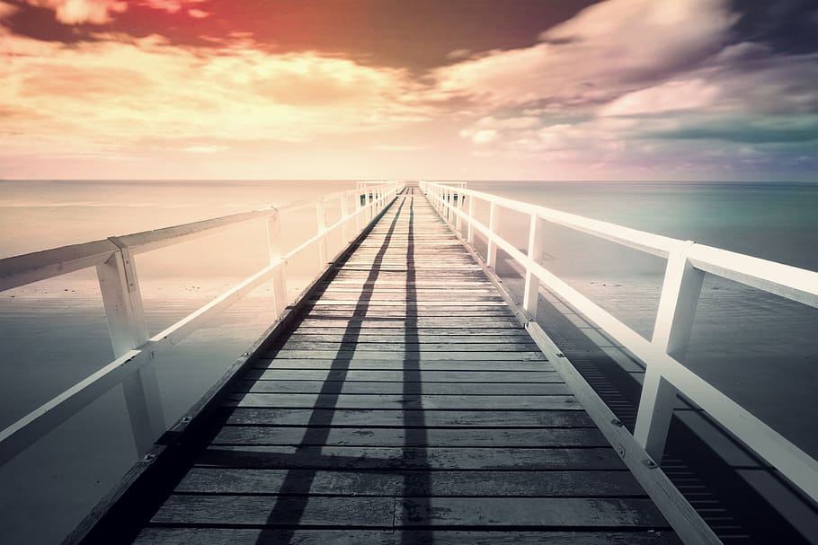 photography, white, gray, wooden, dock, pier, web, sea, sky, ocean