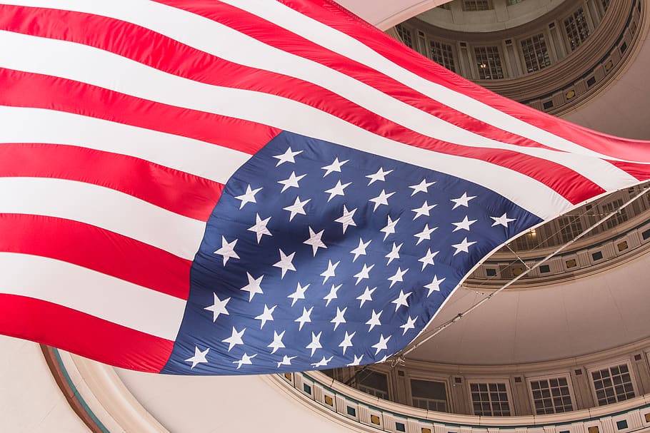 bandera, Estados Unidos, edificio, interior, techo, estadounidense, ciudad, punto de referencia, sala, clásico