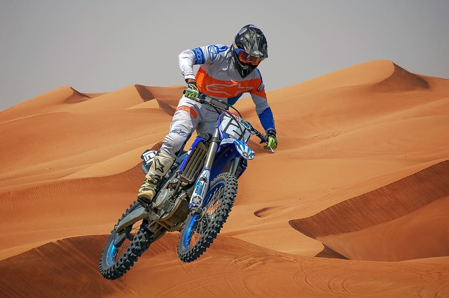 motocross, desert, motorcycle, competition, moto, jump, biker, motorbike, dunes, sand