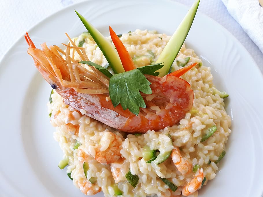 risotto frutti di mare, italian, food, shrimp, lunch, cook, ready-to-eat, vegetable, plate, healthy eating