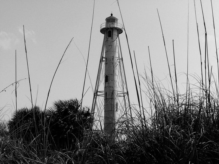 rear range lighthouse, boca grande, florida, lighthouse, beach, old, landmark, historical, outside, coast