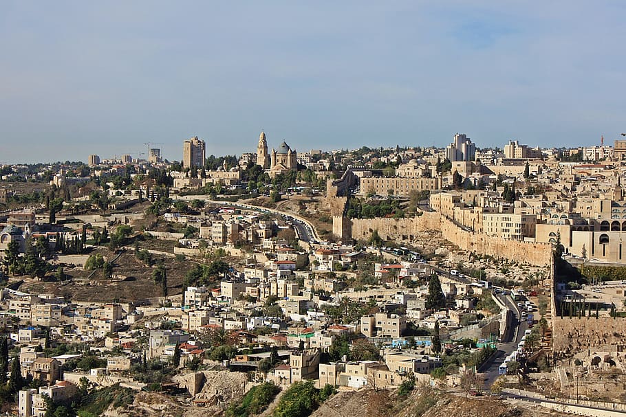 Jerusalem, Panorama, View, panorama of jerusalem, israel, the old town, city ​​walls, religion, christianity, travel