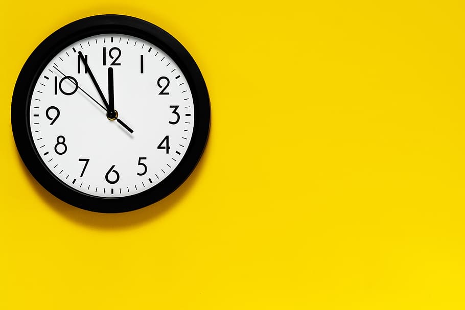 reloj, amarillo, puntero, fondo, papel tapiz, tiempo de, uni, segundo, hora, minuto