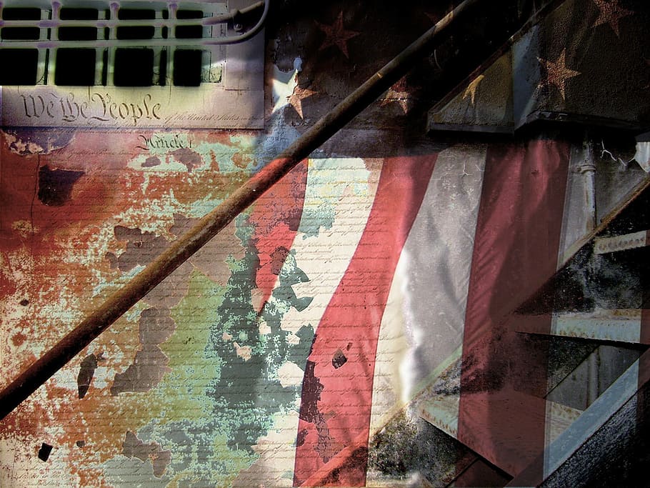 二重露光写真, 二重露光, 写真, アメリカの国旗, アメリカ, ドム, 政府, 自由, 独立, 民主主義