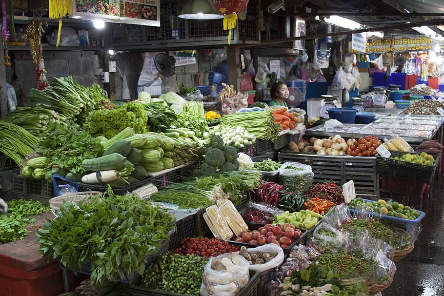 thailand, market, vegetable, thai, food, asia, travel, marketplace, pattaya, choice