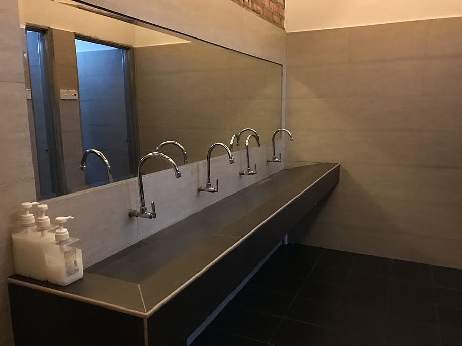 stainless, steel vanity faucets, Sink, Toilet, Apartment, Bathroom, design, shower, mirror, modern