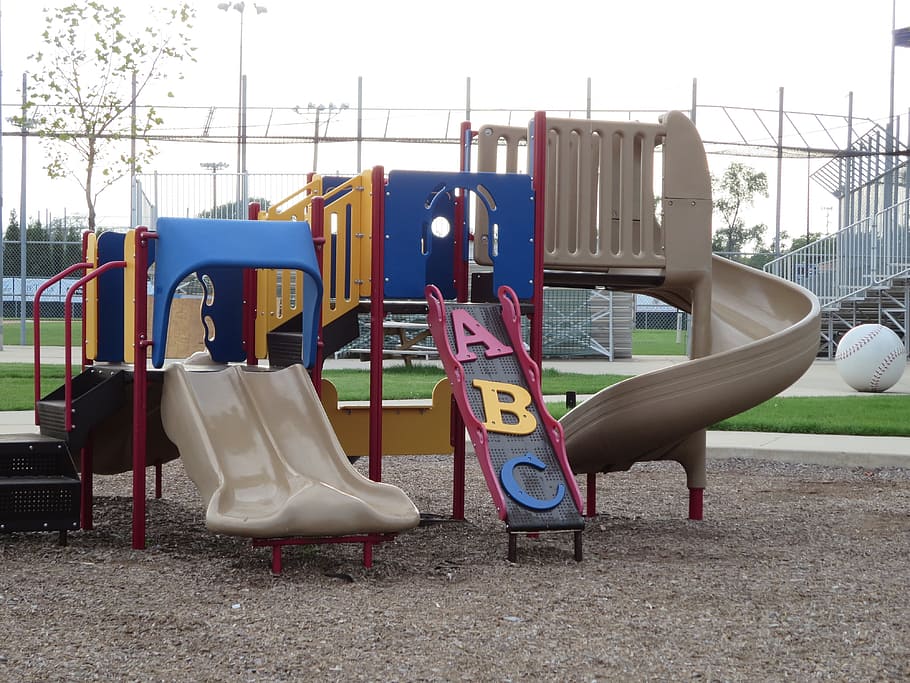 children's slide playground, playground, park, childhood, leisure, outdoor, play, activity, active, slide